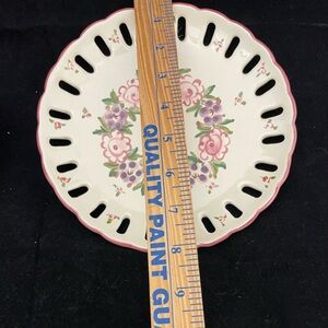 VTG Flowered Reticulated Plate 8” Hand Painted Lynn Hollyn Porta, Portugal